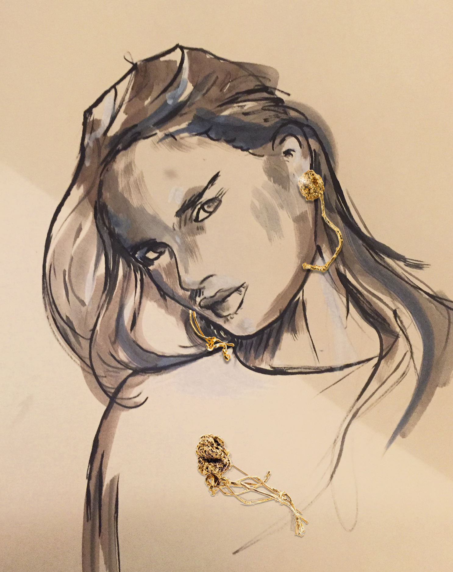 25- Jacqueline de Jong Pommes de Jong earrings, brooch